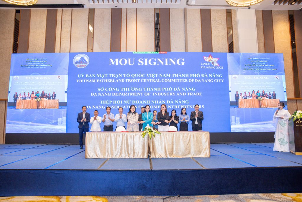 MOU 1: Strengthening the Vietnamese Brand Through Tripartite Cooperation between the Vietnamese Fatherland Front Committee of Da Nang City (UBMTTQ), the Da Nang Department of Industry and Trade (Sở Công Thương), and the Da Nang Women Entrepreneurs Association (Hiệp hội Nữ Doanh nhân Đà Nẵng).